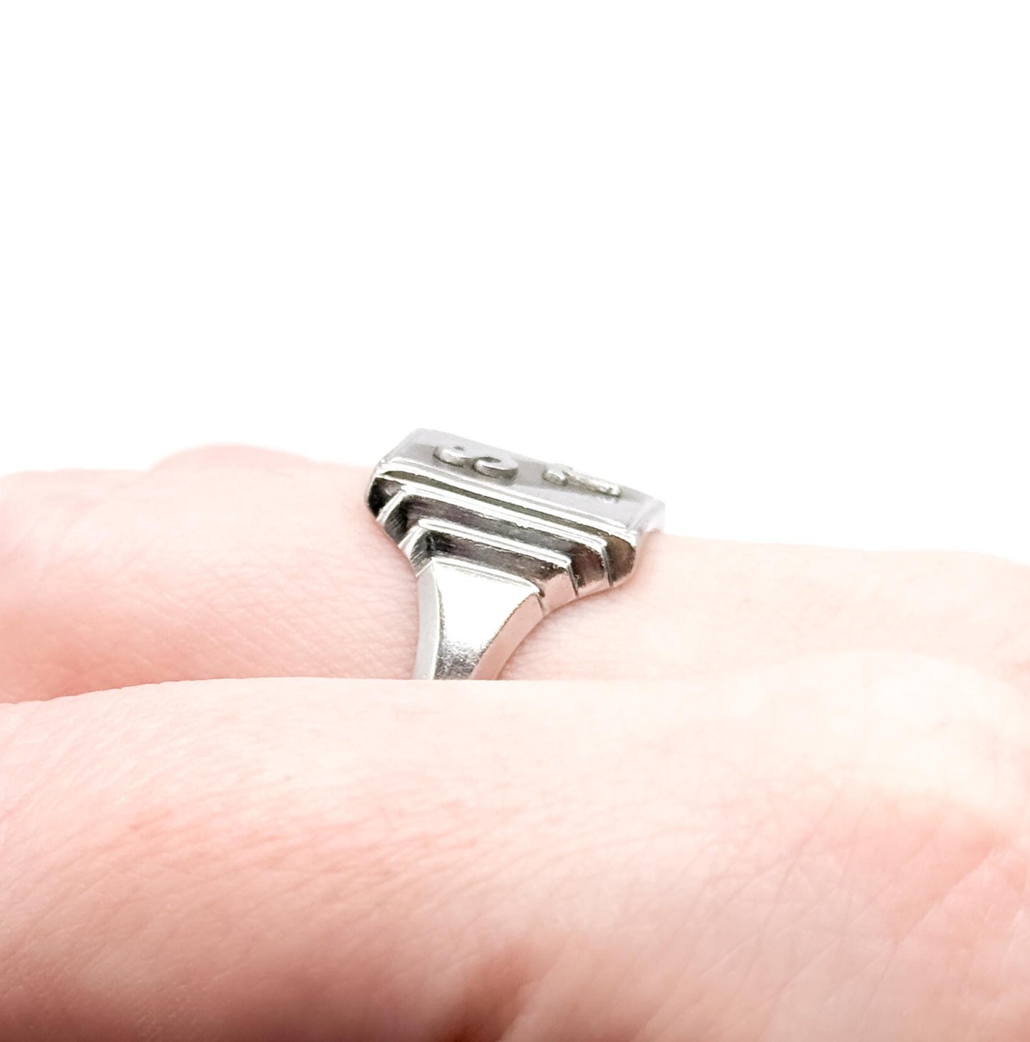 Vitallium Signet Ring: Mid-Century Initial Ring, Size 8.5