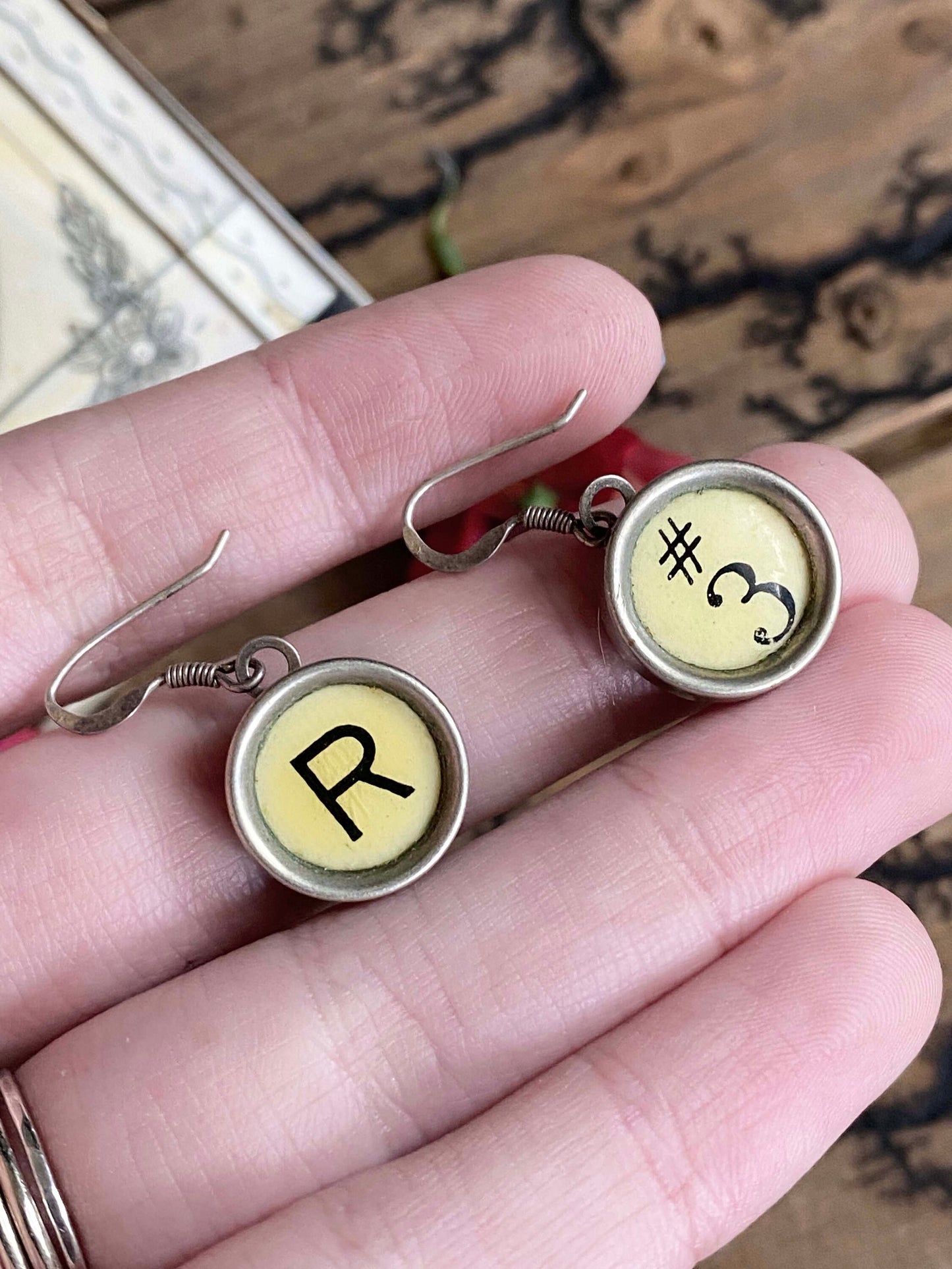 Vintage Artisan made Typewriter Key Earrings
