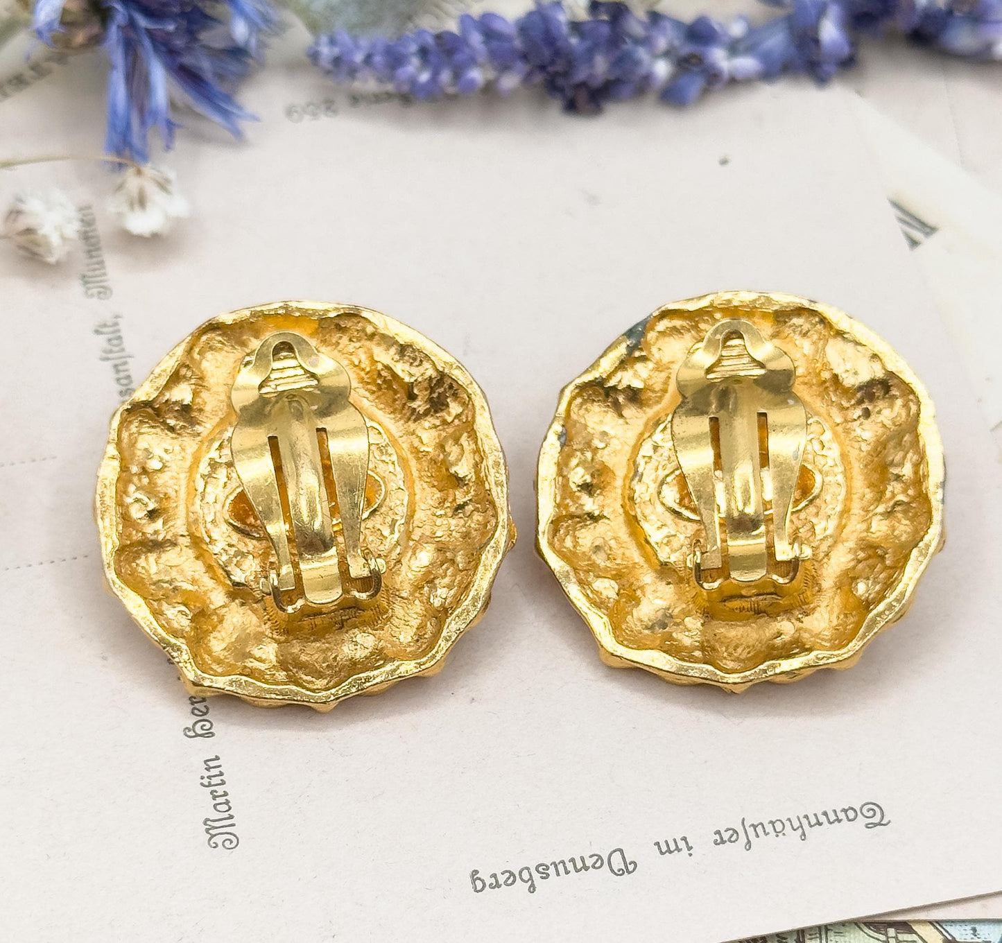 Vintage Chanel Clip On Earrings Faux Mabe pearl Rhinestone 1980s