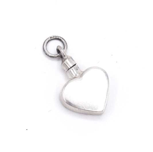 Vintage Love Potion Perfume Bottle Heart Charm in Silver