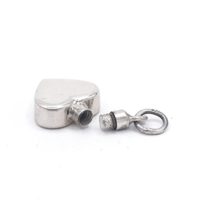 Vintage Love Potion Perfume Bottle Heart Charm in Silver
