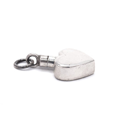 Vintage Love Potion Perfume Bottle Heart Charm in Silver