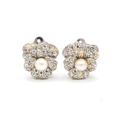 Mid-Century Jomaz Brand rhinestone & Pearl Pansy Set