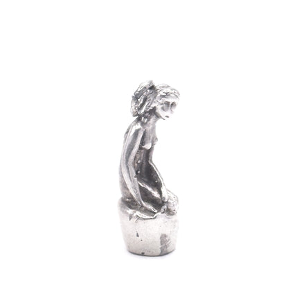 Vintage Woman on Rock Charm in Sterling Silver