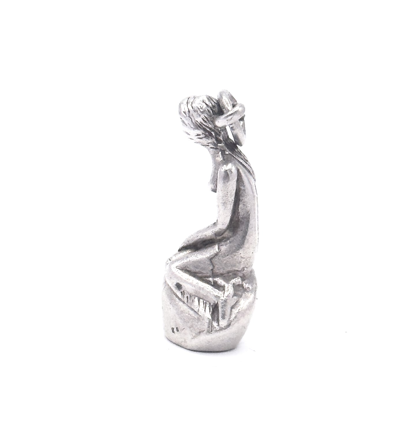Vintage Woman on Rock Charm in Sterling Silver