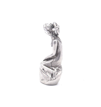 Vintage Woman on Rock Charm in Sterling Silver