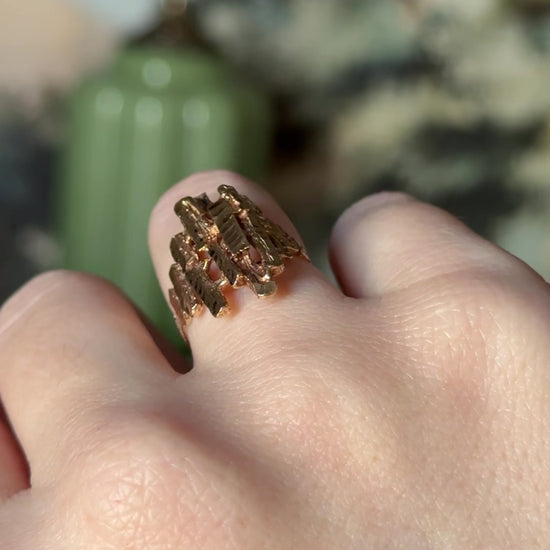 Late 20th Century Faceted Sculptural Ring in 10K Yellow Gold — view 12 of 12