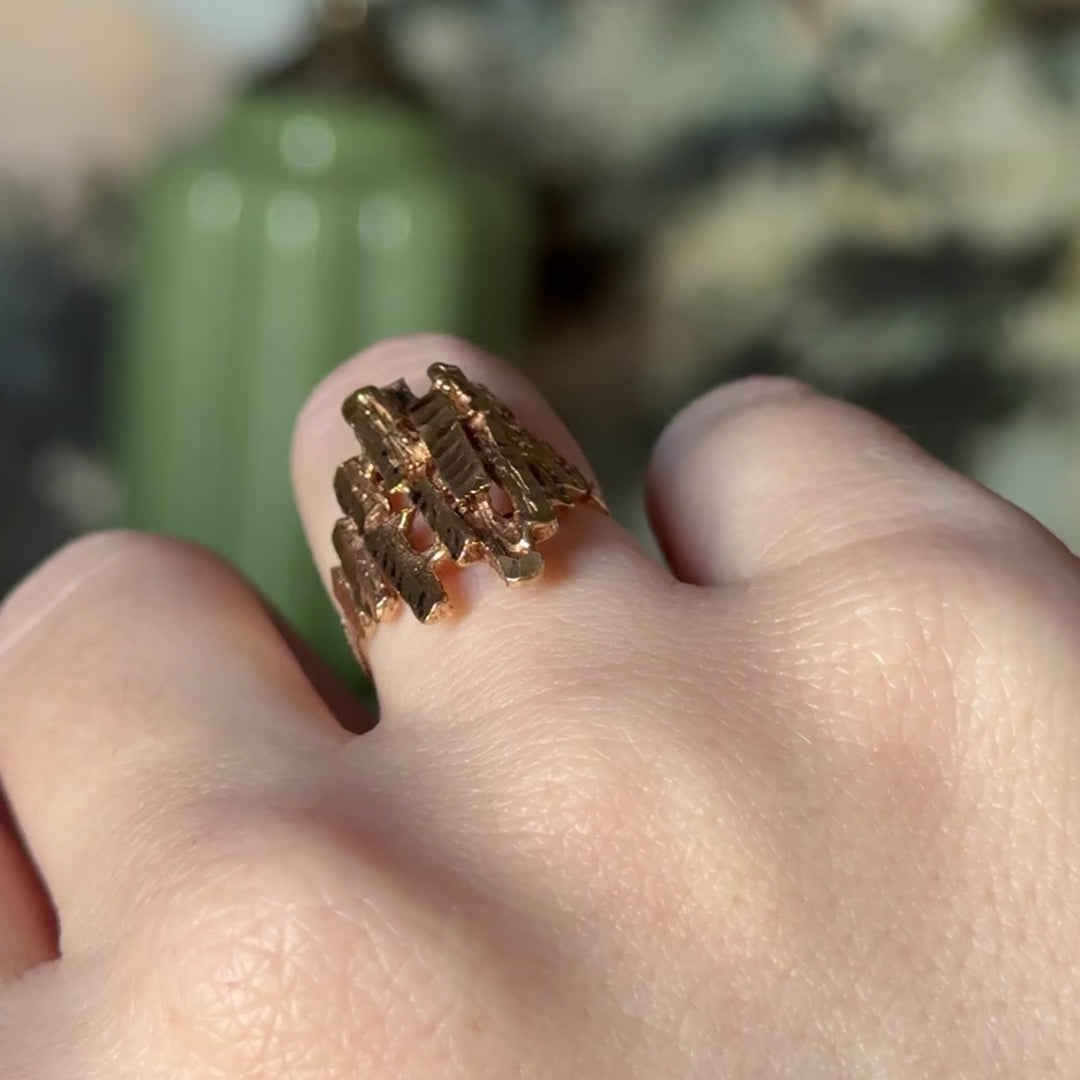 Late 20th Century Faceted Sculptural Ring in 10K Yellow Gold — view 12 of 12
