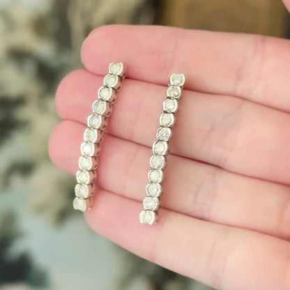 Contemporary Diamond Drop Earrings in 14K White Gold