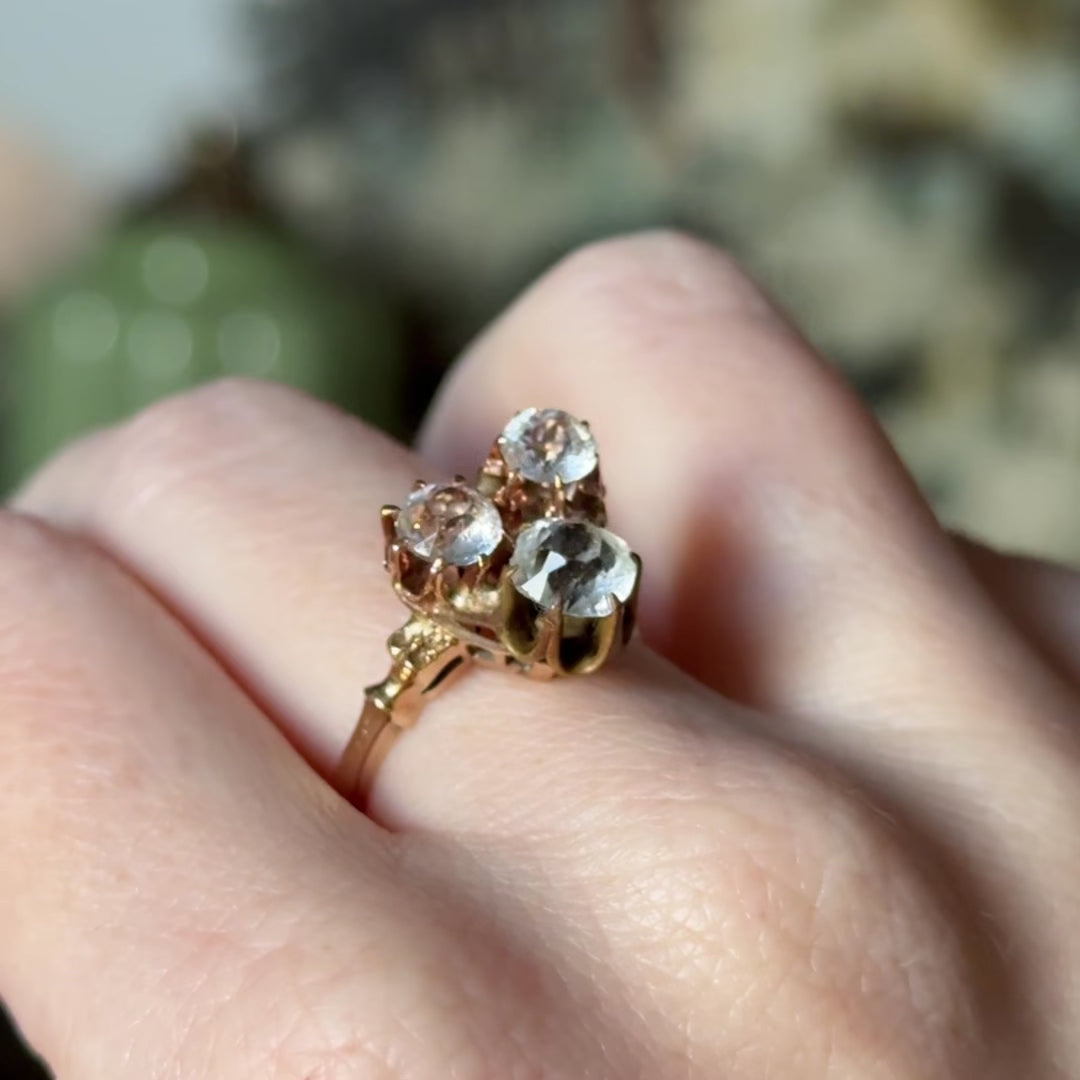 Retro Antique Paste Stone Ring in 14K Yellow Gold — view 13 of 13