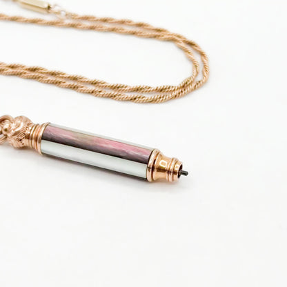 Antique Mother of Pearl Telescopic Pencil on Chain