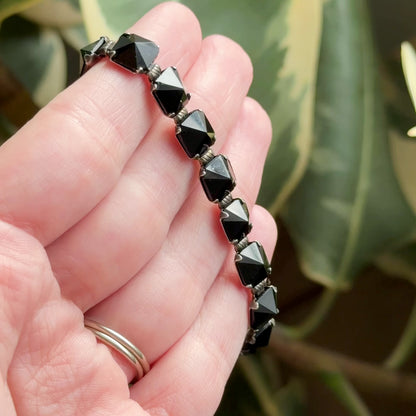 Leach and Miller Art Deco Glass bracelet in Silver