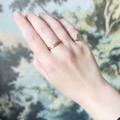 Mid-Century Milgrain Split Ring Set in 14K Yellow Gold
