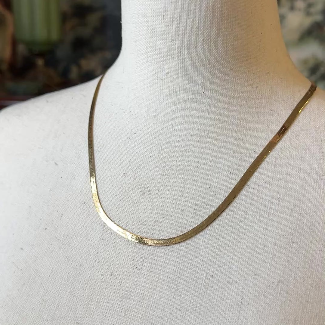 Late 20th Century Herringbone Chain Necklace in 10K Yellow Gold — view 12 of 12