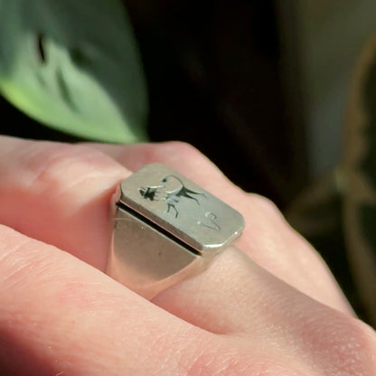 Vintage Leo Zodiac Signet in Sterling Silver