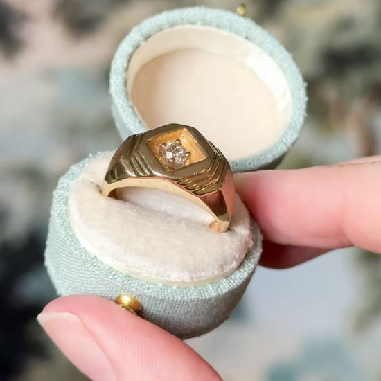 Late 20th Century Geometric Diamond Ring in 14K Yellow Gold — view 14 of 14