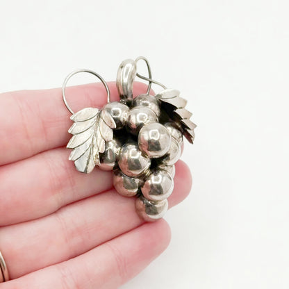 Mid-Century Iguala Mexico Grape Cluster Brooch in Silver