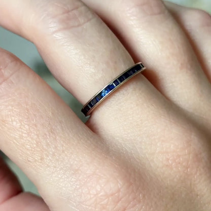 Contemporary Blue Sapphire Eternity Band in 14K White Gold
