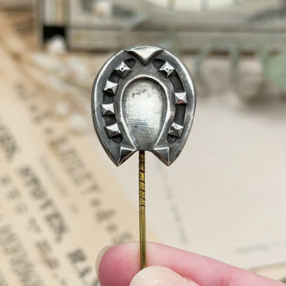 Antique Novelty Jumbo Horse Shoe Stick Pin in Base Metal