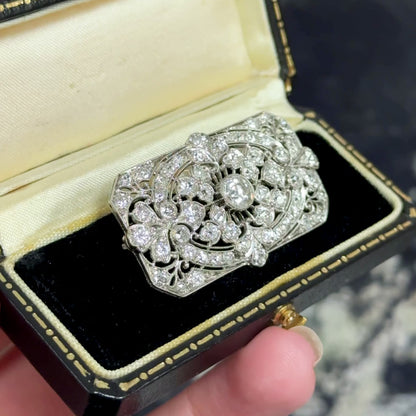 Edwardian Old European Cut Diamond Brooch in Platinum