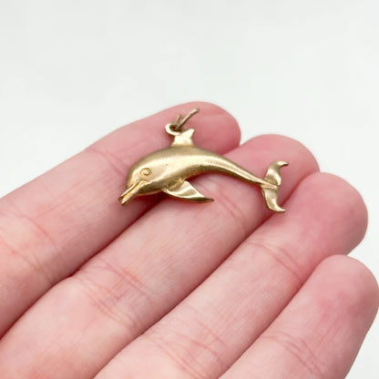 Vintage Dolphin Charm in 10K Yellow Gold