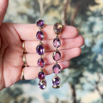 Sensational Victorian Pair of Amethyst Riviere Bracelets in Gold