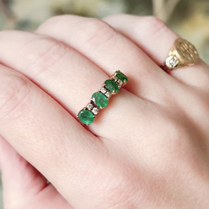Vintage Emerald & Diamond Ring in 14K Gold