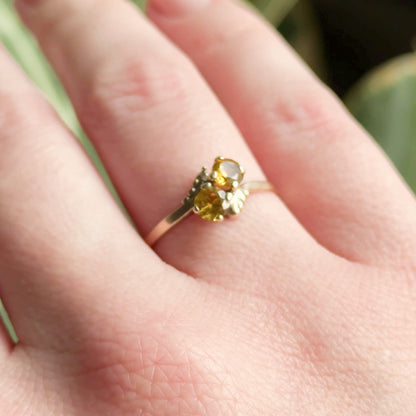 Vintage Toi et Moi Yellow Sapphire Ring in 10K Gold