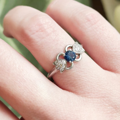 Vintage Blue Sapphire & Diamond Ring in Platinum