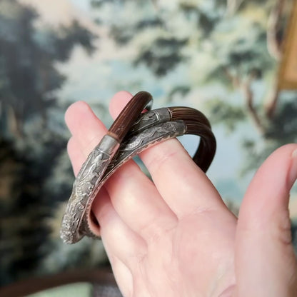 Edwardian Sterling Silver & Wood Bangle Set — view 13 of 13