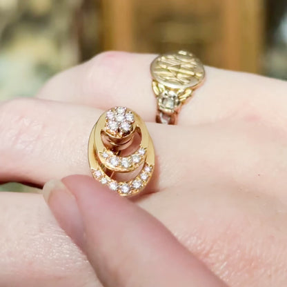 1970s Vintage N. Teufel Diamond Kinetic Spinner Ring in 14K Yellow Gold