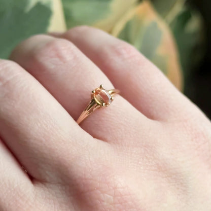 Vintage Peach Topaz Solitaire Ring in 14K Yellow Gold