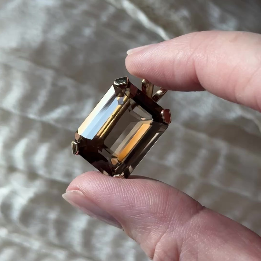 Late 20th Century Smoky Quartz Pendant in 10K Yellow Gold — view 12 of 12