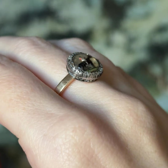 Victorian Essex Crystal & Rose Cut Diamond Ring in 14K Yellow Gold — view 15 of 15