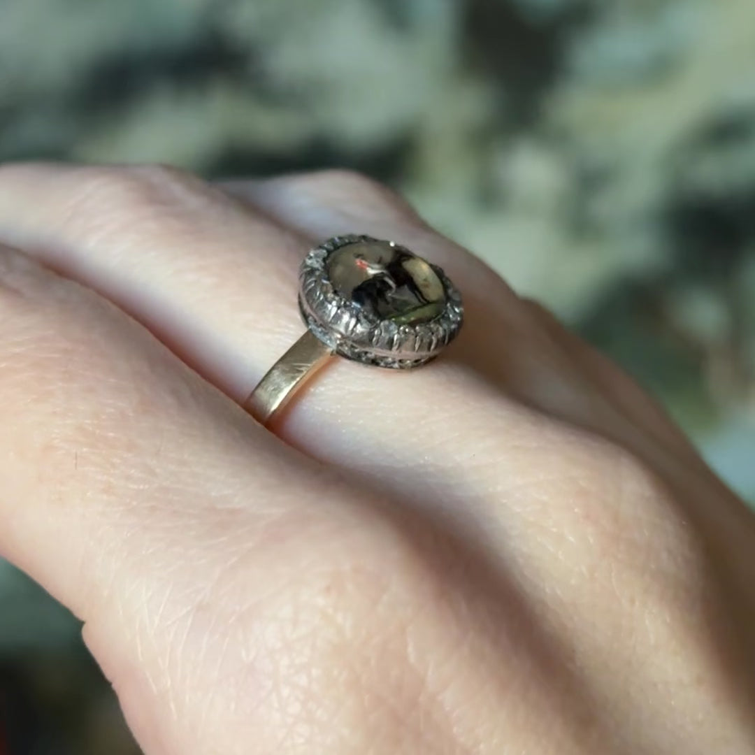 Victorian Essex Crystal & Rose Cut Diamond Ring in 14K Yellow Gold — view 15 of 15