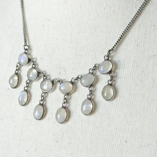 Edwardian Moonstone Fringe Necklace in Sterling Silver — view 13 of 13