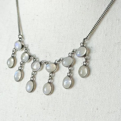 Edwardian Moonstone Fringe Necklace in Sterling Silver — view 13 of 13