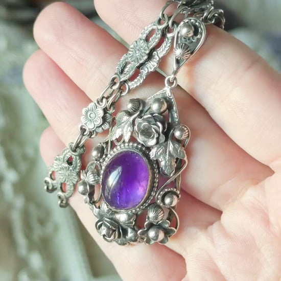 Arts and Crafts Amethyst Pendant in Sterling Silver — view 15 of 15