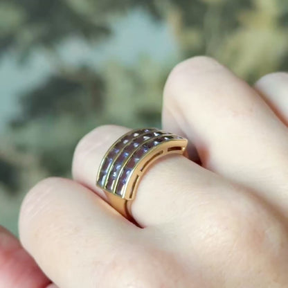 Vintage Purple Iolite Channel Set Ring in 10K Yellow Gold