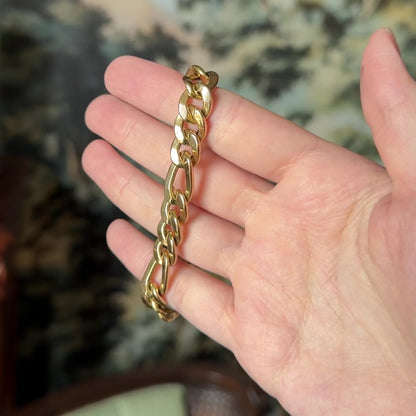 Late 20th Century Figaro Link Bracelet in 14K Yellow Gold — view 15 of 15