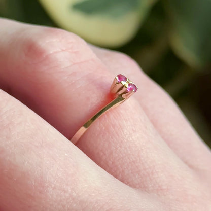 Vintage Toi et Moi Ring with Pink Sapphires in 10K Gold