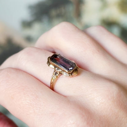 Antique Step Cut Purple amethyst Ring in 10K Gold