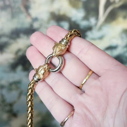 Contemporary Two-Tone Panther Head Necklace in 14K Gold