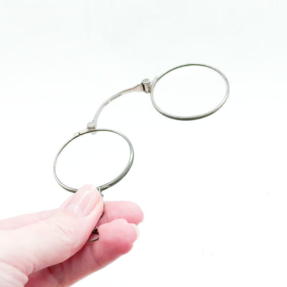 Antique Edwardian Folding Lorgnette Glasses Quizzer Pendant