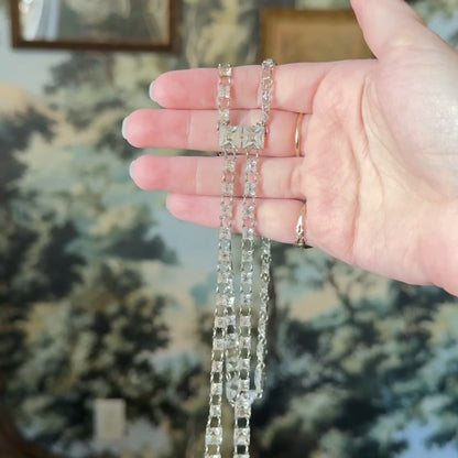 Art Deco Glass Stone Y-Drop Necklace in Sterling Silver
