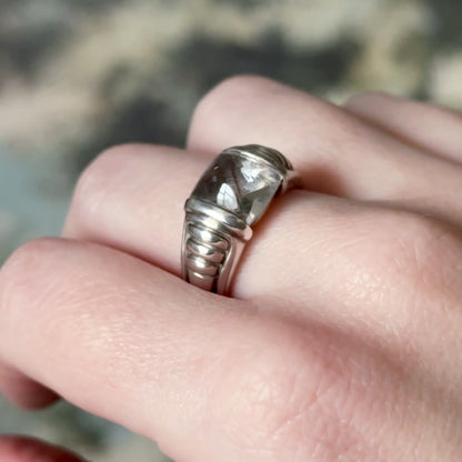 Vintage crystal sugar loaf ring in Silver