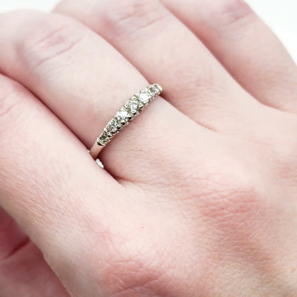 Vintage Graduated Diamond Stacking Band Ring in White Gold