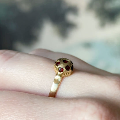 Vintage Handmade Garnet Ring in 16K yellow gold